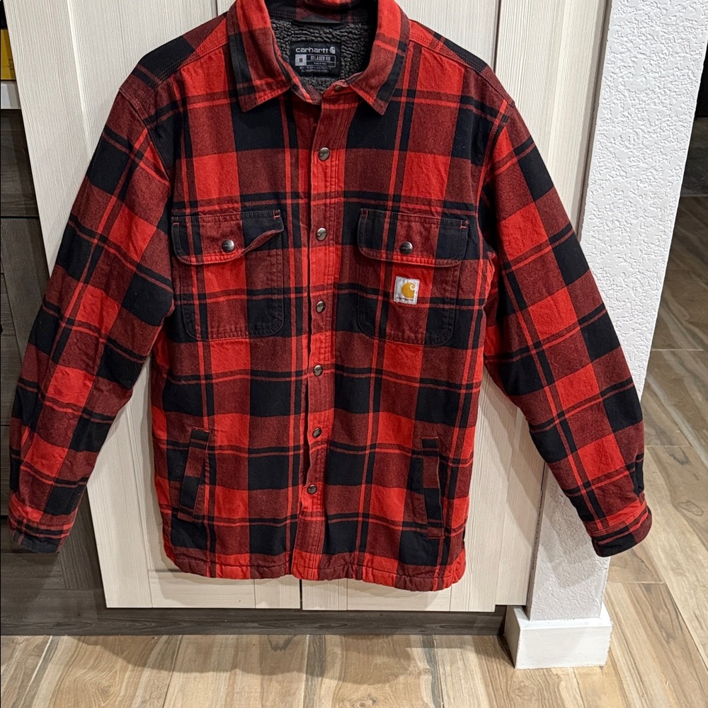 Carhartt Men's Plaid Shirt Jacket in Red and Black